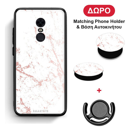 Marble Pink Splash - Xiaomi Redmi 5 Plus θήκη + Δώρο Phone Holder & Βάση Αυτοκινήτου