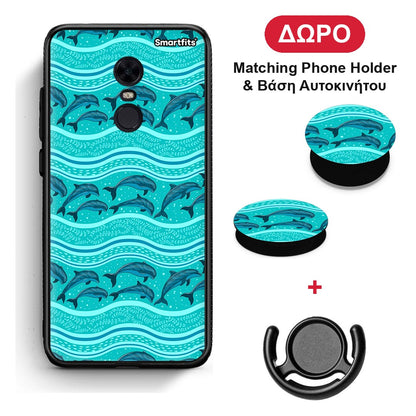 Swimming Dolphins - Xiaomi Redmi 5 Plus θήκη + Δώρο Phone Holder & Βάση Αυτοκινήτου
