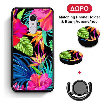 Tropical Flowers - Xiaomi Redmi 5 θήκη + Δώρο Phone Holder & Βάση Αυτοκινήτου