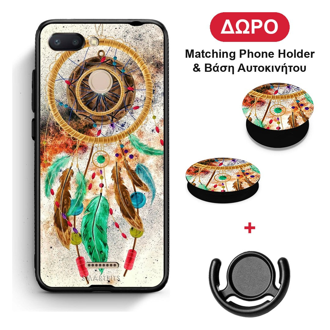 Boho DreamCatcher - Xiaomi Redmi 6 θήκη + Δώρο Phone Holder & Βάση Αυτοκινήτου