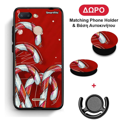 Candy Cane - Xiaomi Redmi 6 θήκη + Δώρο Phone Holder & Βάση Αυτοκινήτου
