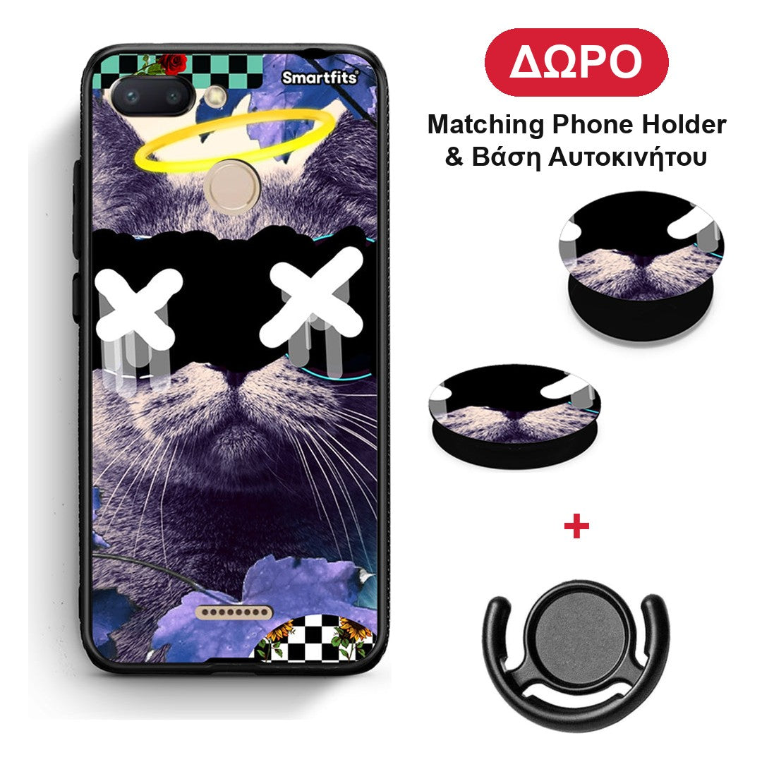 Cat Collage - Xiaomi Redmi 6 θήκη + Δώρο Phone Holder & Βάση Αυτοκινήτου