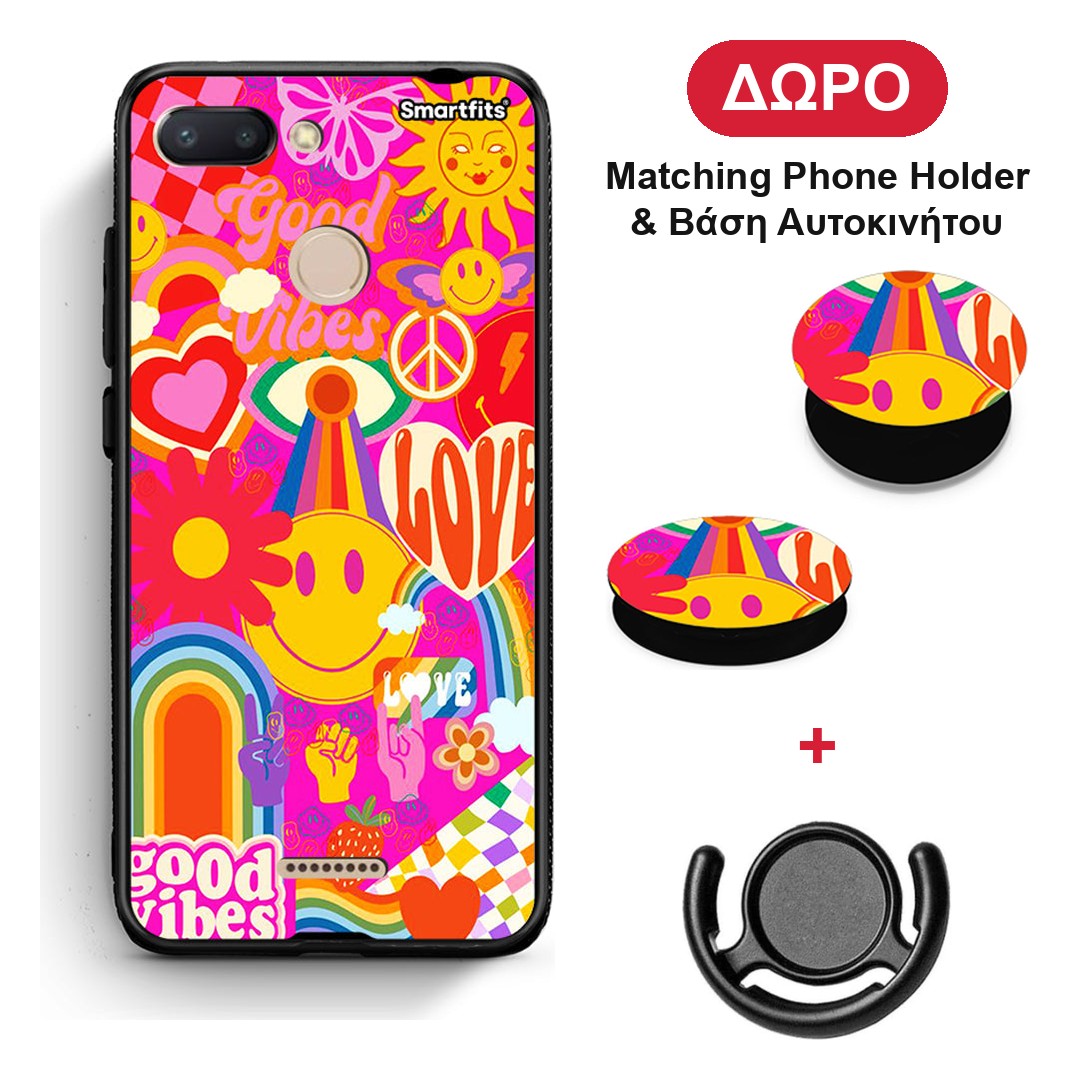 Hippie Love - Xiaomi Redmi 6 θήκη + Δώρο Phone Holder & Βάση Αυτοκινήτου