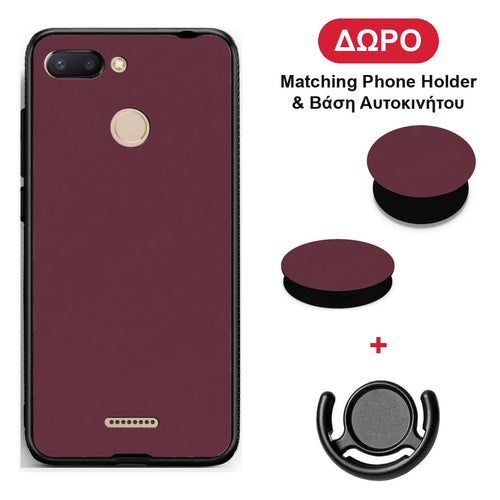Muted Burgundy - Xiaomi Redmi 6 θήκη + Δώρο Phone Holder & Βάση Αυτοκινήτου