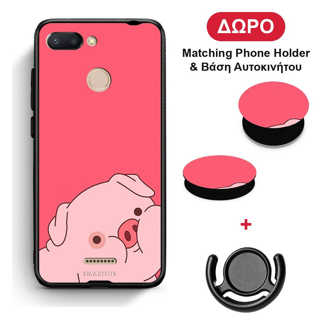 Pig Love 1 - Xiaomi Redmi 6 θήκη + Δώρο Phone Holder & Βάση Αυτοκινήτου