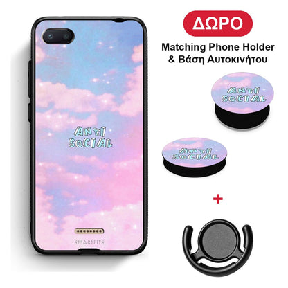 Anti Social - Xiaomi Redmi 6A θήκη + Δώρο Phone Holder & Βάση Αυτοκινήτου