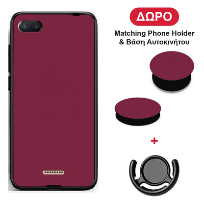 Burgundy - Xiaomi Redmi 6A θήκη + Δώρο Phone Holder & Βάση Αυτοκινήτου