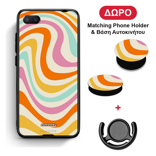 Colourful Waves - Xiaomi Redmi 6A θήκη + Δώρο Phone Holder & Βάση Αυτοκινήτου
