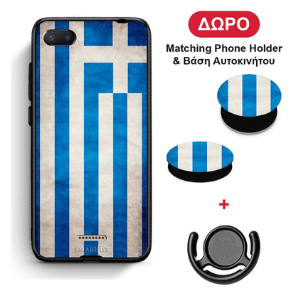 Flag Greek - Xiaomi Redmi 6A θήκη + Δώρο Phone Holder & Βάση Αυτοκινήτου