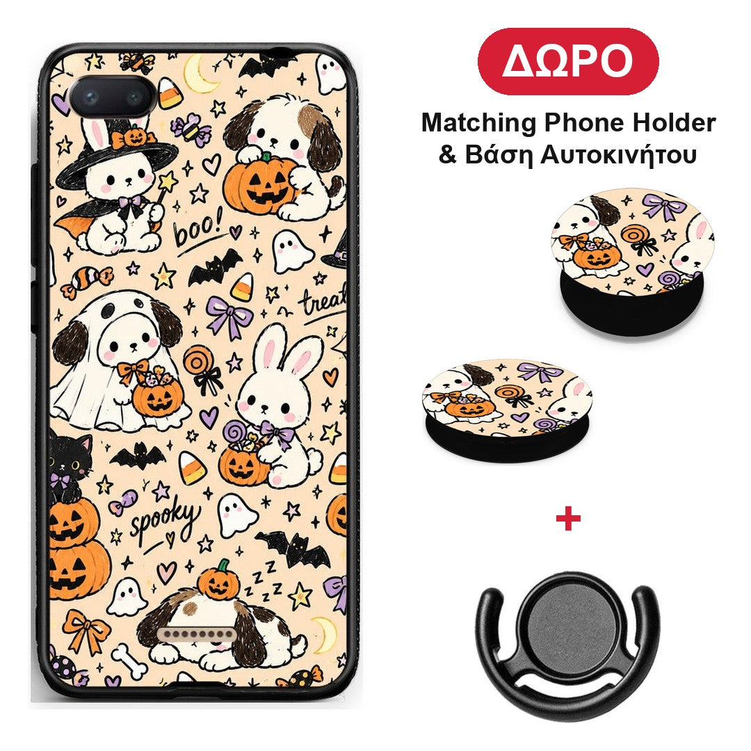 Halloween Puppies and Friends on Cream - Xiaomi Redmi 6A θήκη + Δώρο Phone Holder & Βάση Αυτοκινήτου