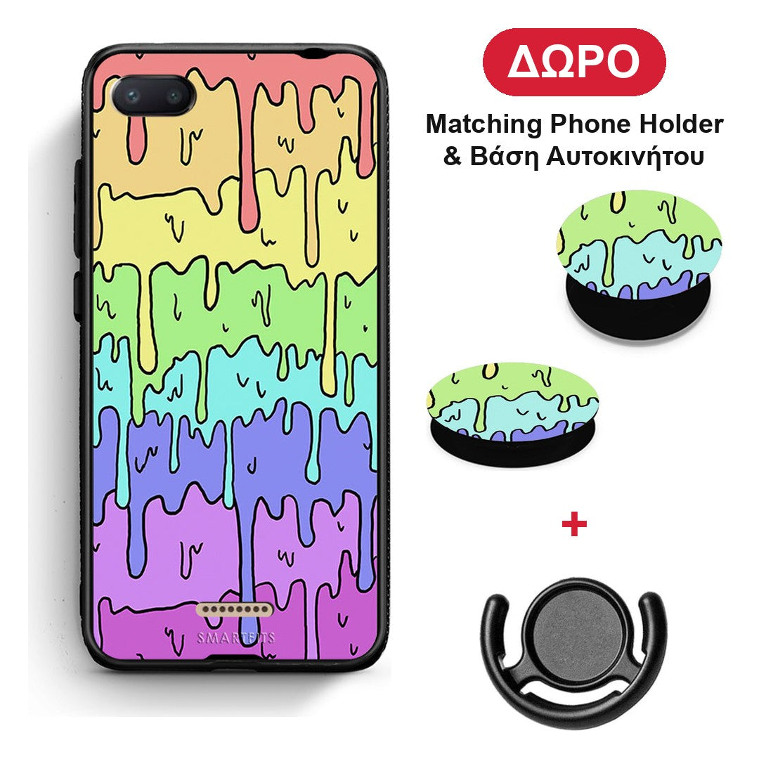 Melting Rainbow - Xiaomi Redmi 6A θήκη + Δώρο Phone Holder & Βάση Αυτοκινήτου