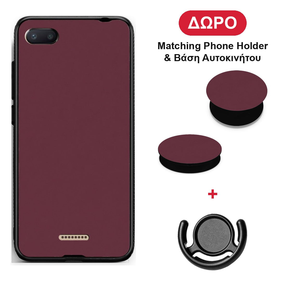 Muted Burgundy - Xiaomi Redmi 6A θήκη + Δώρο Phone Holder & Βάση Αυτοκινήτου