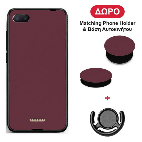 Muted Burgundy - Xiaomi Redmi 6A θήκη + Δώρο Phone Holder & Βάση Αυτοκινήτου