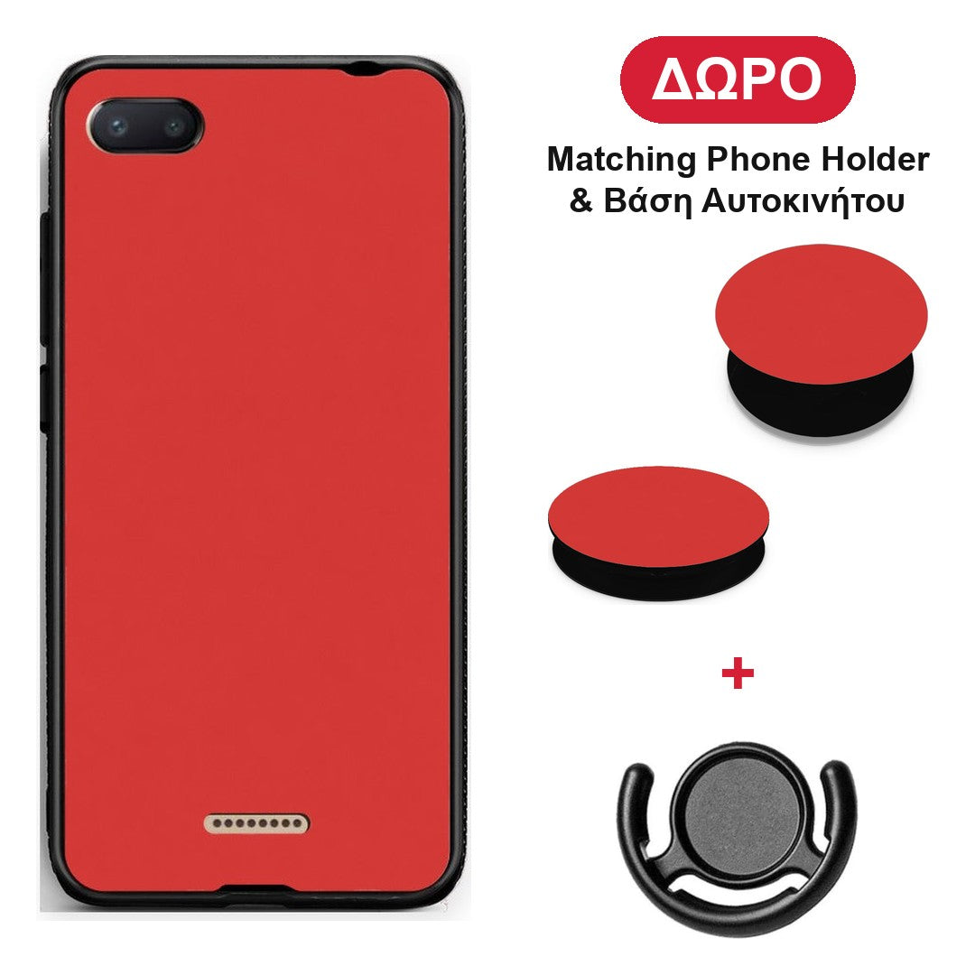Poppy Red - Xiaomi Redmi 6A θήκη + Δώρο Phone Holder & Βάση Αυτοκινήτου