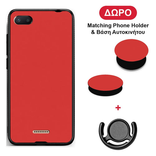 Poppy Red - Xiaomi Redmi 6A θήκη + Δώρο Phone Holder & Βάση Αυτοκινήτου
