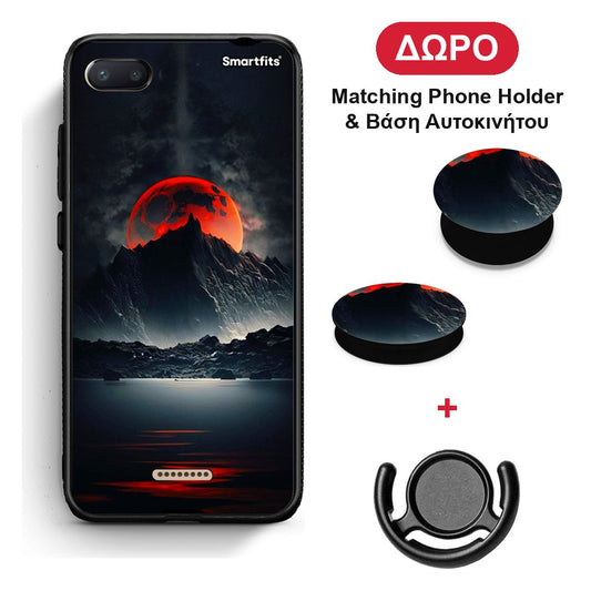 Red Full Moon - Xiaomi Redmi 6A θήκη + Δώρο Phone Holder & Βάση Αυτοκινήτου