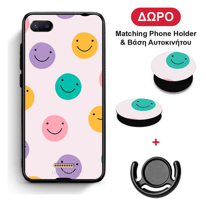 Smiley Faces - Xiaomi Redmi 6A θήκη + Δώρο Phone Holder & Βάση Αυτοκινήτου