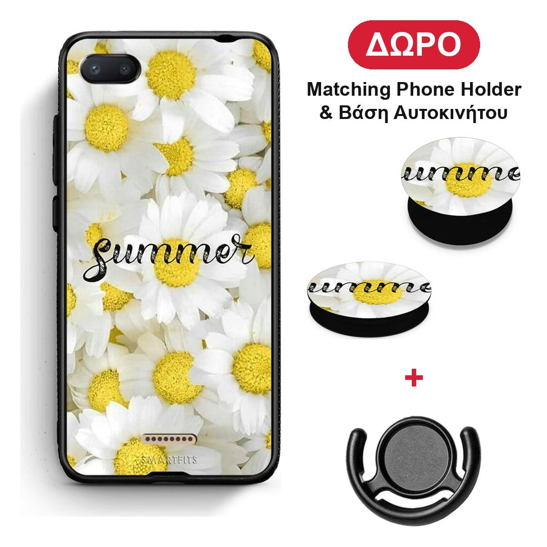 Summer Daisies - Xiaomi Redmi 6A θήκη + Δώρο Phone Holder & Βάση Αυτοκινήτου
