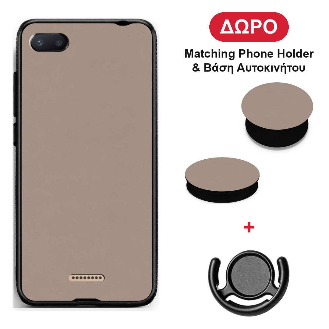 Warm Taupe - Xiaomi Redmi 6A θήκη + Δώρο Phone Holder & Βάση Αυτοκινήτου
