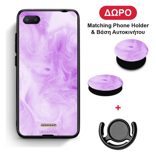 Watercolor Lavender - Xiaomi Redmi 6A θήκη + Δώρο Phone Holder & Βάση Αυτοκινήτου
