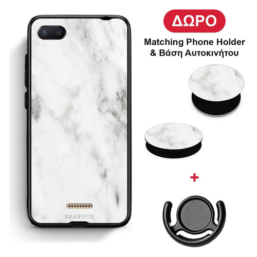 Marble White - Xiaomi Redmi 6A θήκη + Δώρο Phone Holder & Βάση Αυτοκινήτου