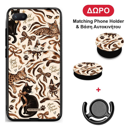 Wild Cats and Animal Print Collage - Xiaomi Redmi 6A θήκη + Δώρο Phone Holder & Βάση Αυτοκινήτου