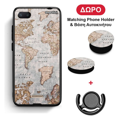 World Map - Xiaomi Redmi 6A θήκη + Δώρο Phone Holder & Βάση Αυτοκινήτου