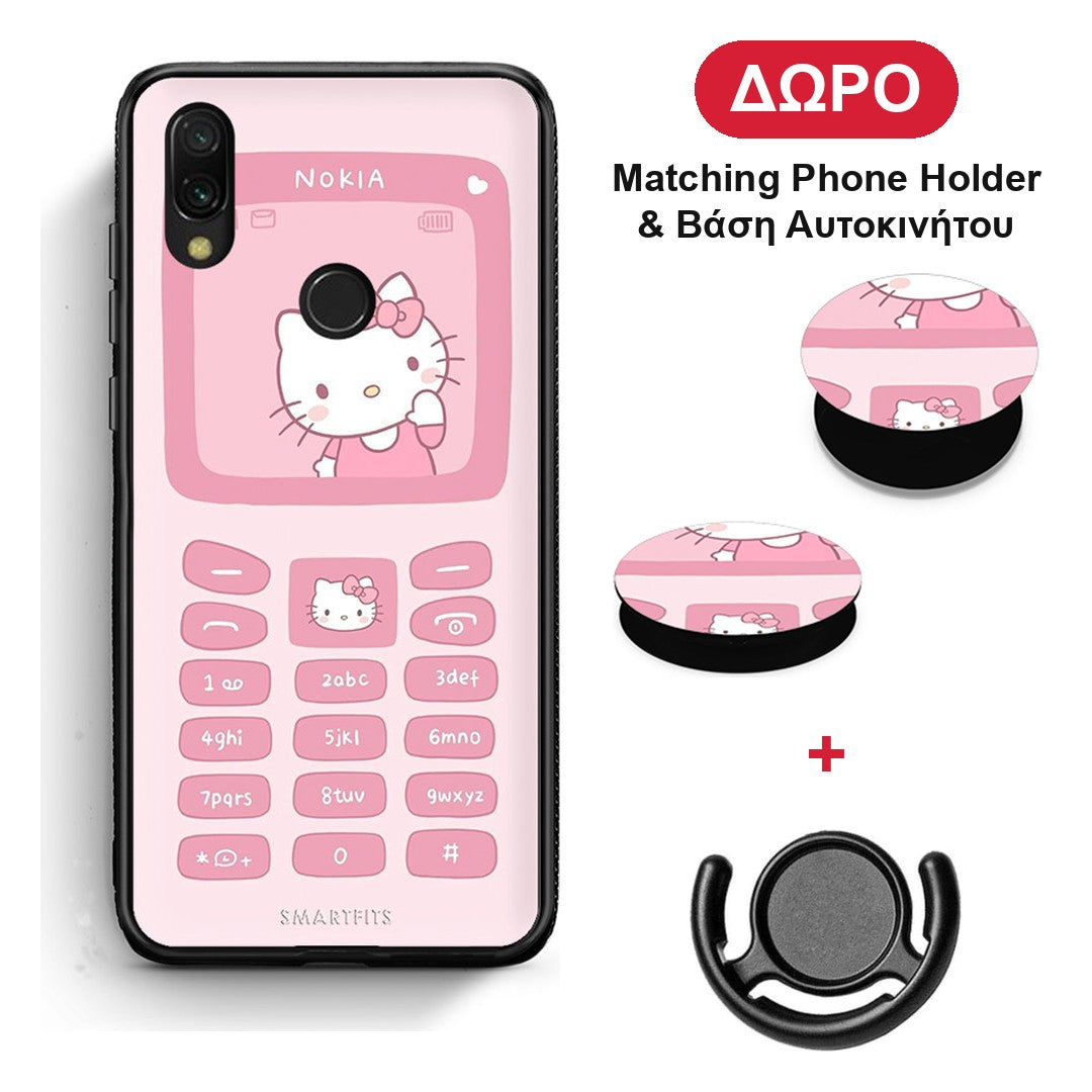 Hello Kitten - Xiaomi Redmi 7 θήκη + Δώρο Phone Holder & Βάση Αυτοκινήτου