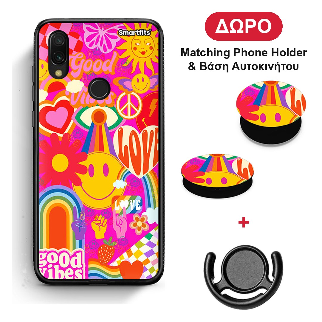 Hippie Love - Xiaomi Redmi 7 θήκη + Δώρο Phone Holder & Βάση Αυτοκινήτου