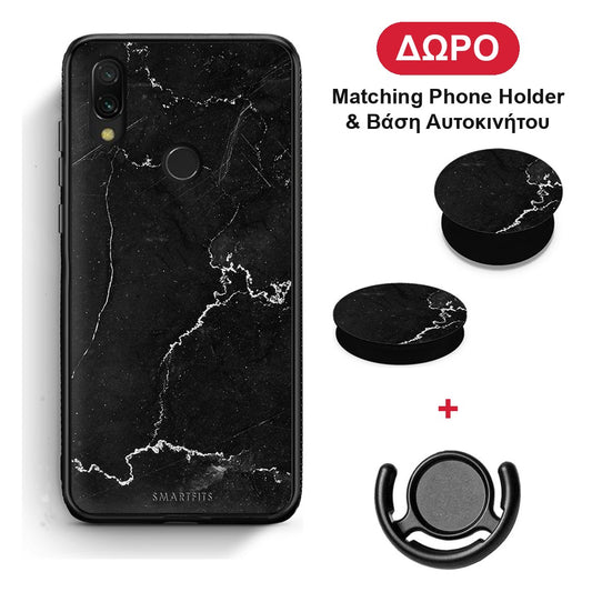 Marble Black - Xiaomi Redmi 7 θήκη + Δώρο Phone Holder & Βάση Αυτοκινήτου