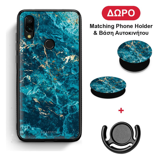 Marble Blue - Xiaomi Redmi 7 θήκη + Δώρο Phone Holder & Βάση Αυτοκινήτου