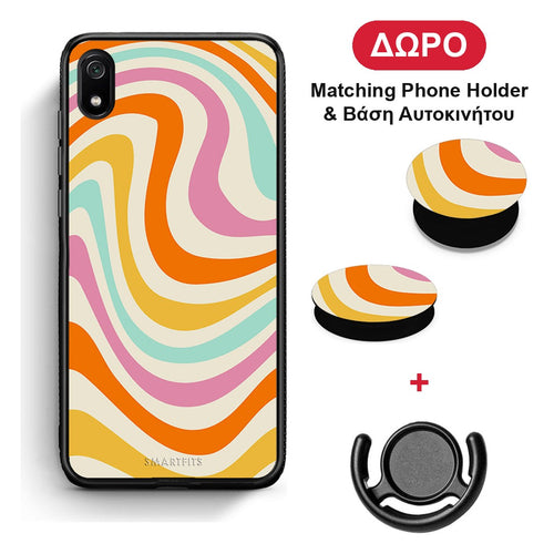 Colourful Waves - Xiaomi Redmi 7A θήκη + Δώρο Phone Holder & Βάση Αυτοκινήτου
