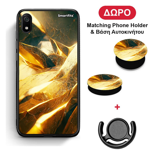 Real Gold - Xiaomi Redmi 7A θήκη + Δώρο Phone Holder & Βάση Αυτοκινήτου