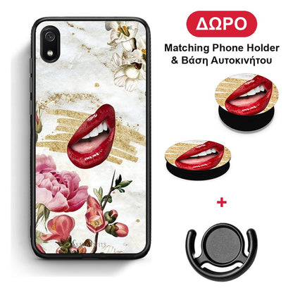 Red Lips - Xiaomi Redmi 7A θήκη + Δώρο Phone Holder & Βάση Αυτοκινήτου
