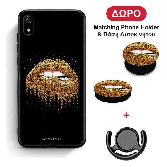 Valentine Golden - Xiaomi Redmi 7A θήκη + Δώρο Phone Holder & Βάση Αυτοκινήτου