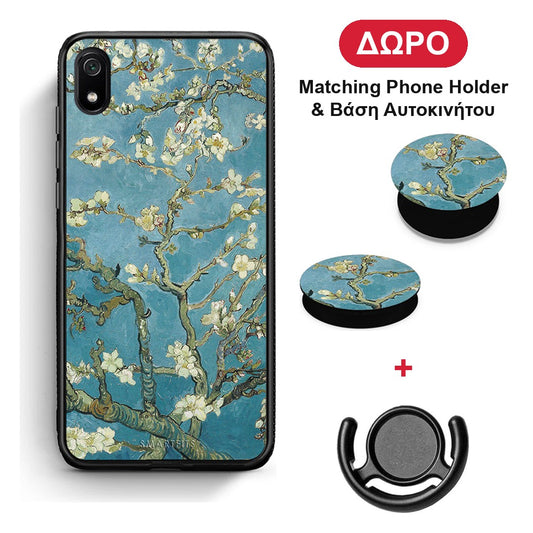 White Blossoms - Xiaomi Redmi 7A θήκη + Δώρο Phone Holder & Βάση Αυτοκινήτου