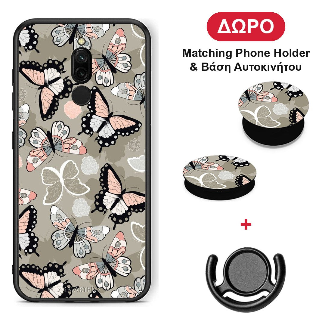Boho Butterflies - Xiaomi Redmi 8 θήκη + Δώρο Phone Holder & Βάση Αυτοκινήτου