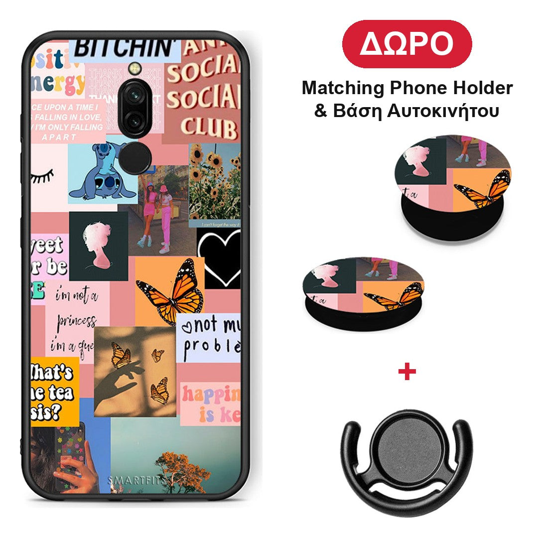 Collage Bitchin - Xiaomi Redmi 8 θήκη + Δώρο Phone Holder & Βάση Αυτοκινήτου