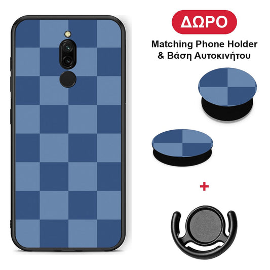 Denim Blue Checkerboard - Xiaomi Redmi 8 θήκη + Δώρο Phone Holder & Βάση Αυτοκινήτου