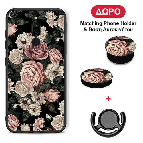 Flower Wild Roses - Xiaomi Redmi 8 θήκη + Δώρο Phone Holder & Βάση Αυτοκινήτου