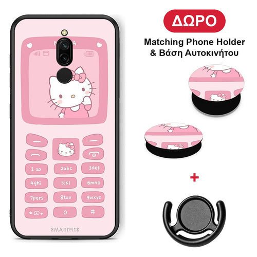 Hello Kitten - Xiaomi Redmi 8 θήκη + Δώρο Phone Holder & Βάση Αυτοκινήτου