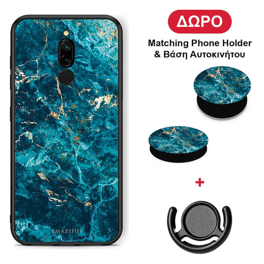 Marble Blue - Xiaomi Redmi 8 θήκη + Δώρο Phone Holder & Βάση Αυτοκινήτου