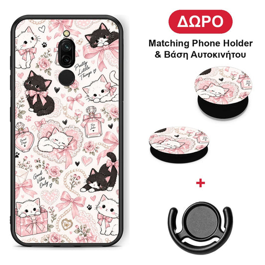 Pink Bows and Kittens Collage - Xiaomi Redmi 8 θήκη + Δώρο Phone Holder & Βάση Αυτοκινήτου