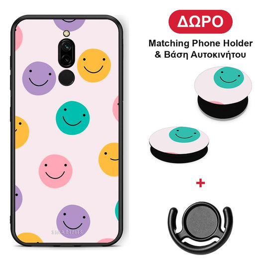 Smiley Faces - Xiaomi Redmi 8 θήκη + Δώρο Phone Holder & Βάση Αυτοκινήτου