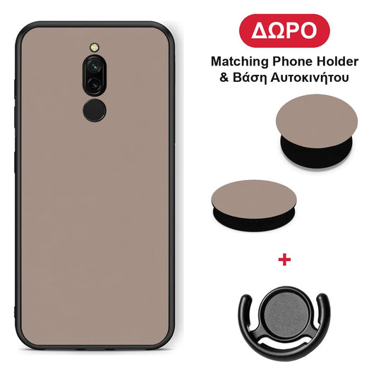 Warm Taupe - Xiaomi Redmi 8 θήκη + Δώρο Phone Holder & Βάση Αυτοκινήτου