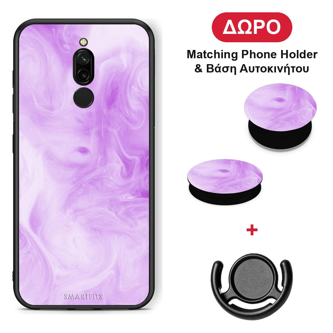 Watercolor Lavender - Xiaomi Redmi 8 θήκη + Δώρο Phone Holder & Βάση Αυτοκινήτου
