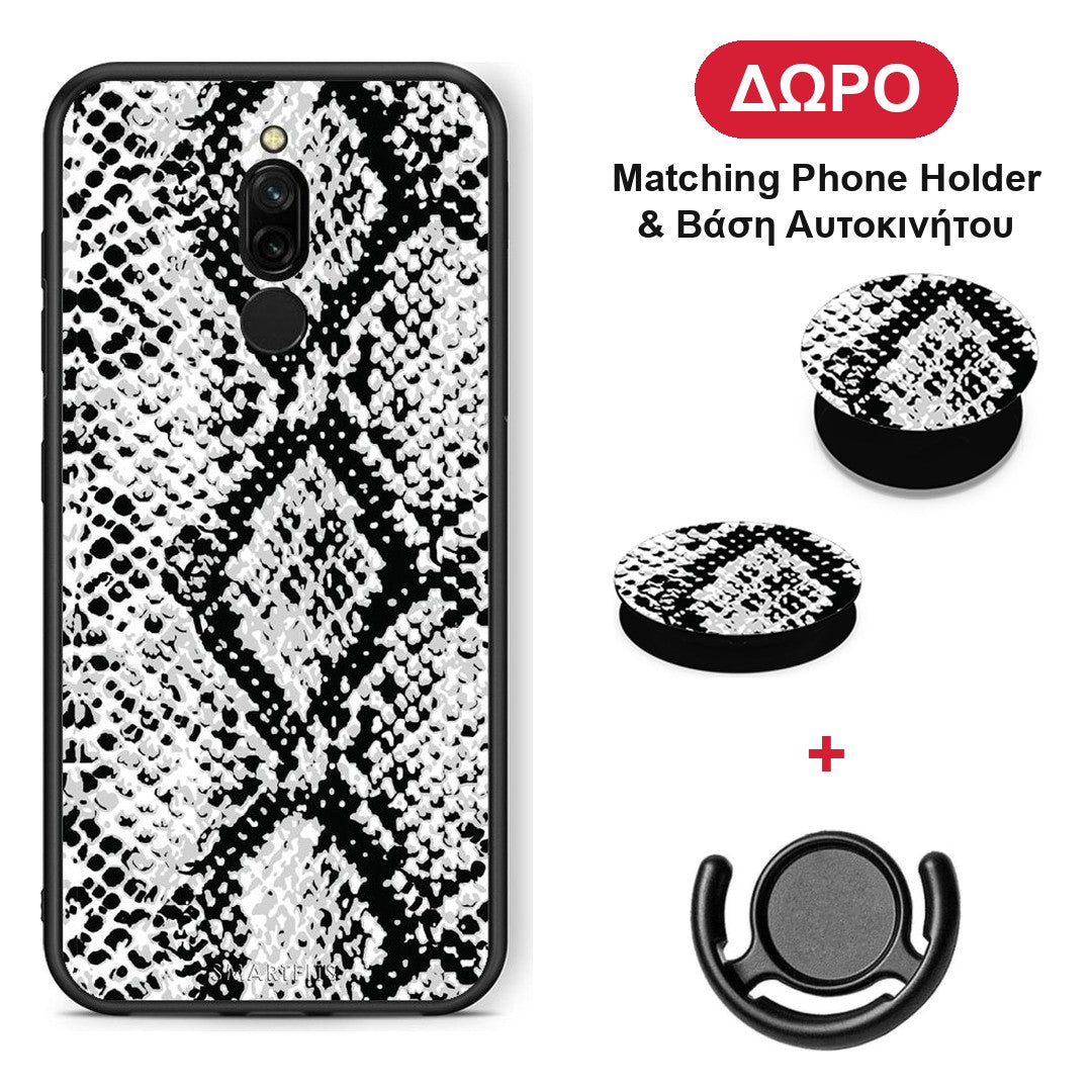 Animal White Snake - Xiaomi Redmi 8 θήκη + Δώρο Phone Holder & Βάση Αυτοκινήτου