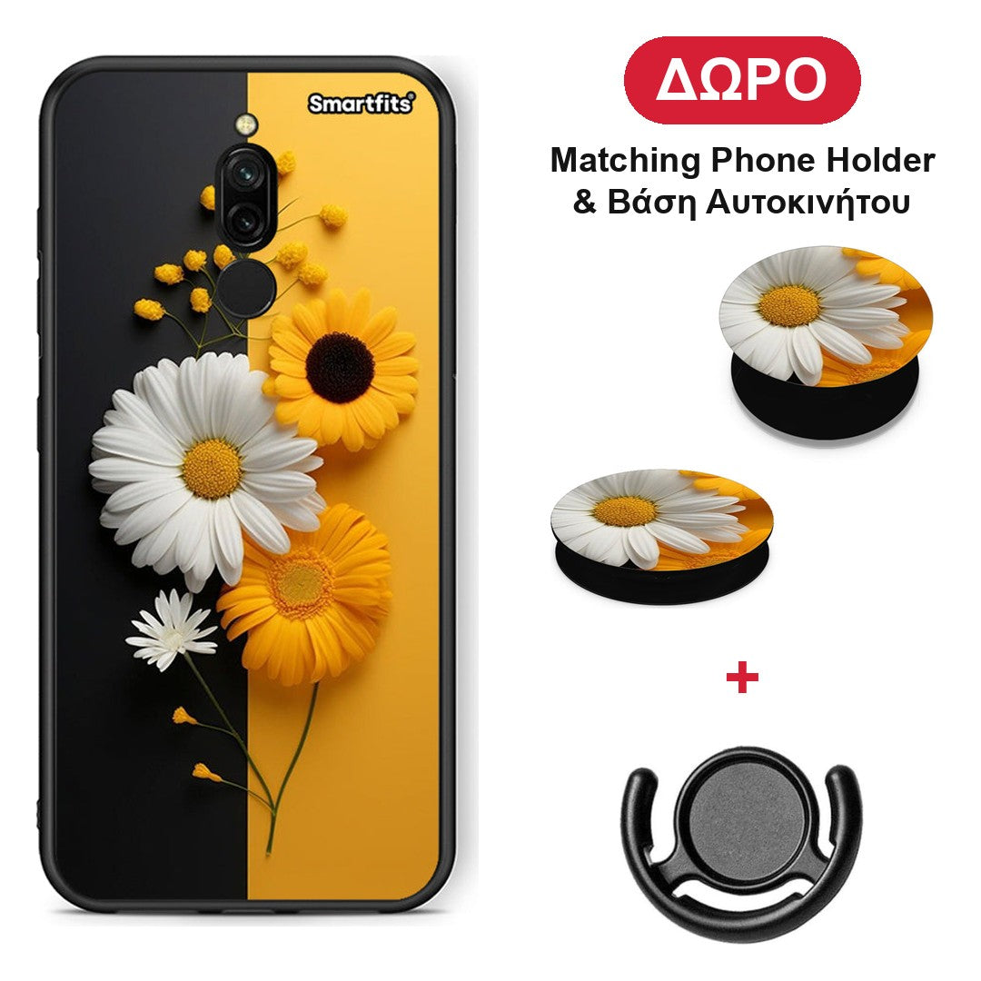 Yellow Daisies - Xiaomi Redmi 8 θήκη + Δώρο Phone Holder & Βάση Αυτοκινήτου