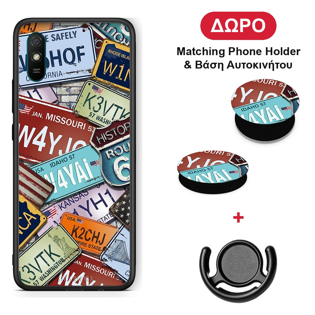 Car Plates - Xiaomi Redmi 9A / 9AT θήκη + Δώρο Phone Holder & Βάση Αυτοκινήτου