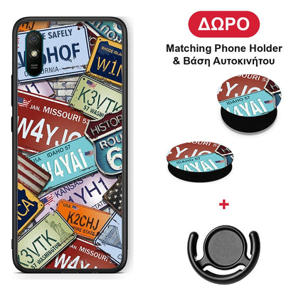 Car Plates - Xiaomi Redmi 9A / 9AT θήκη + Δώρο Phone Holder & Βάση Αυτοκινήτου